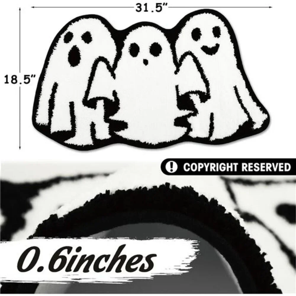 Halloween Ghost Bathroom Rug Non Slip Bath Mat Soft Absorbent Spooky Floor Carpe